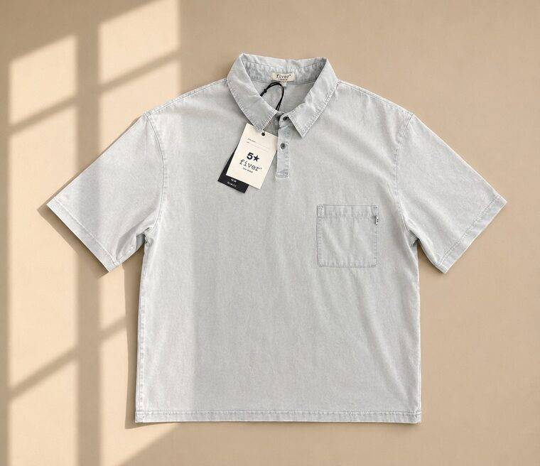 POLO WITH POCKET MARBLED WASH