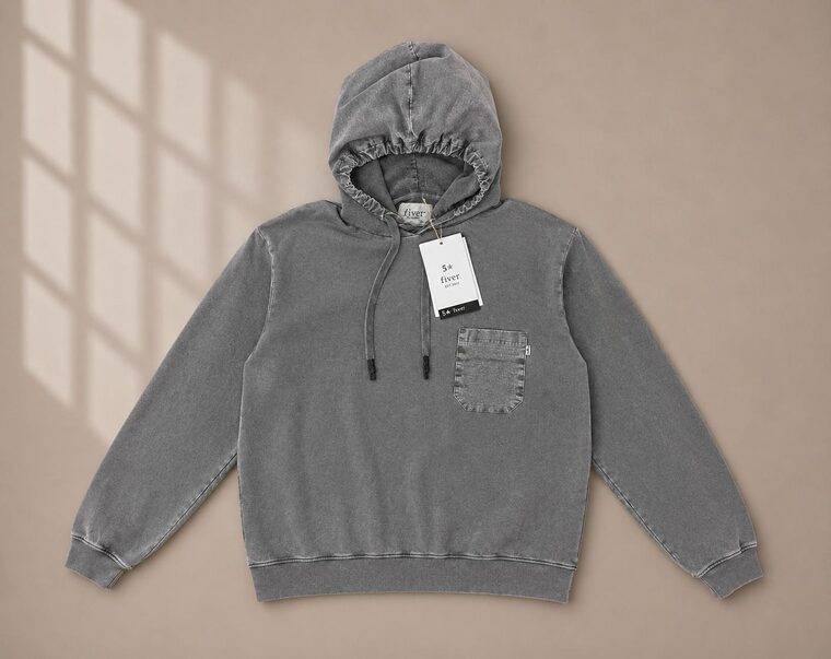 SWEATSHIRT HOODIE WITH POCKET MARBLED WASH