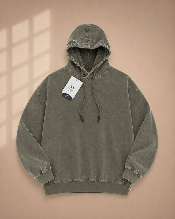 SWEATSHIRT HOODIE VELVET MARBLED WASH