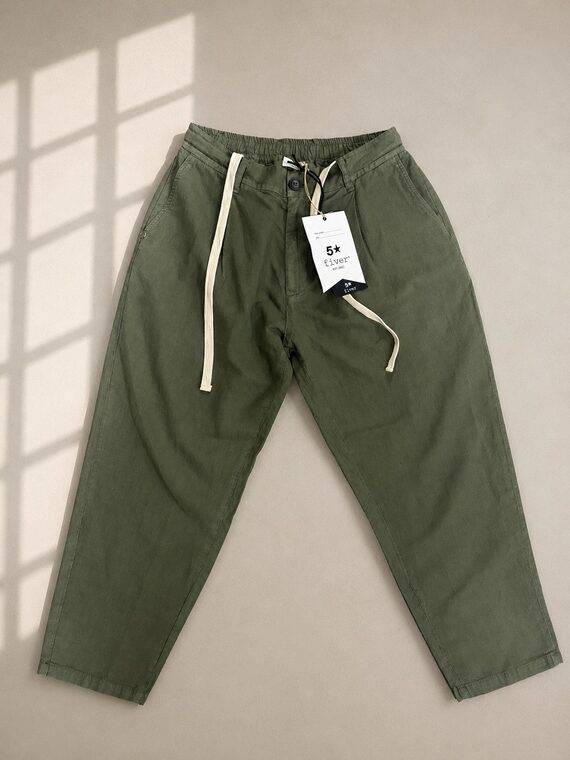 PANT WITH COULISSE GARMENT DYED